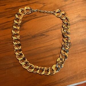 Gold Tone Double Link Chunky Chain Necklace